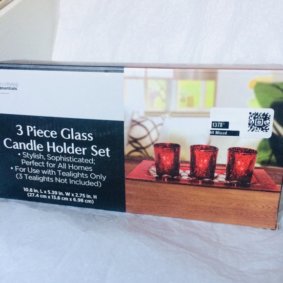 true living essentials Other - 3 Piece Glass Candle Holder Set